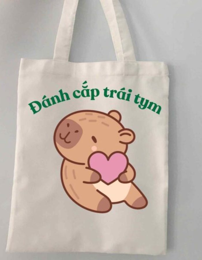 Túi Tote Vải Canvas Đánh Cắp Trái Tym